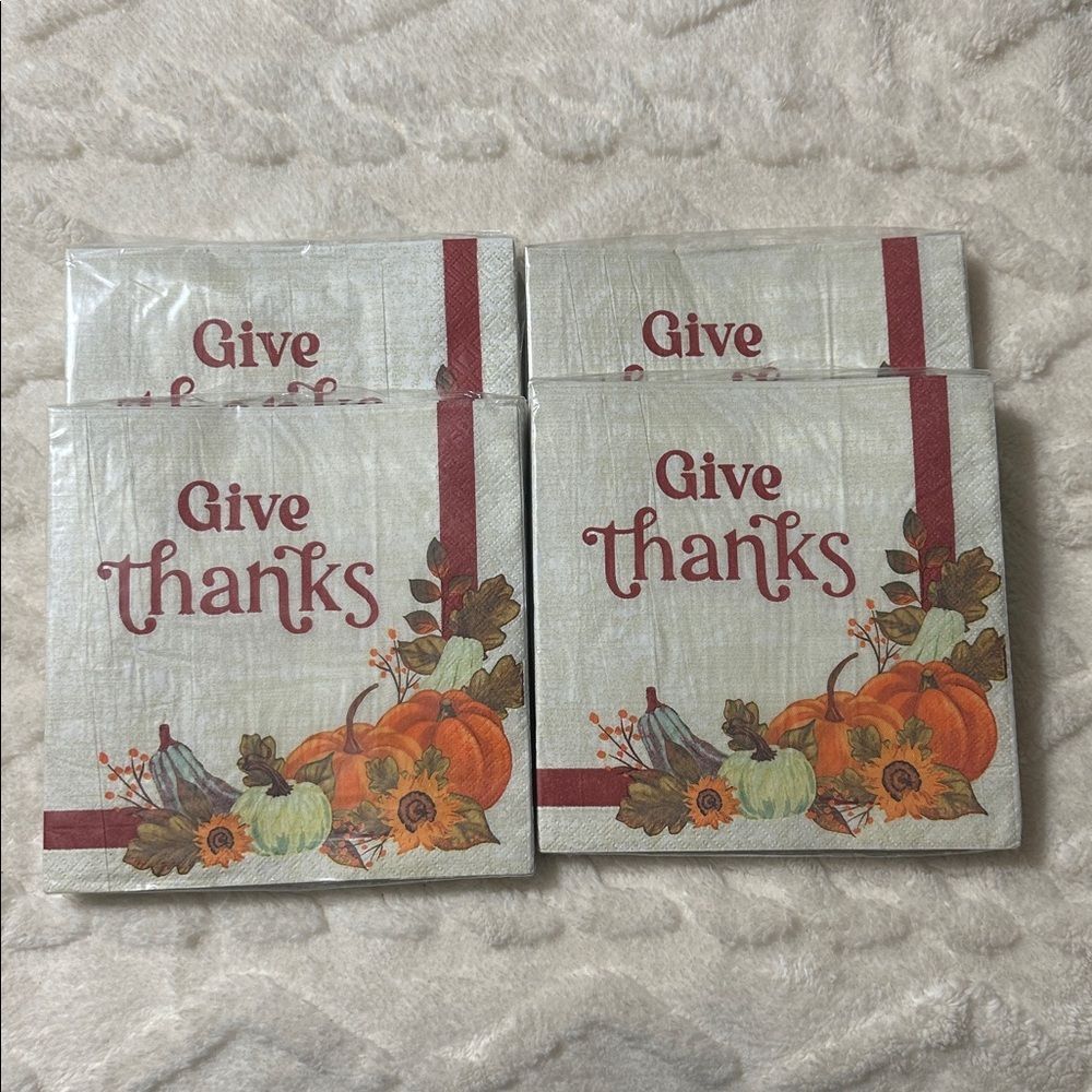 Greenbrier Give Thanks Thanksgiving Square Shaped Napkins 24 x 4 packs